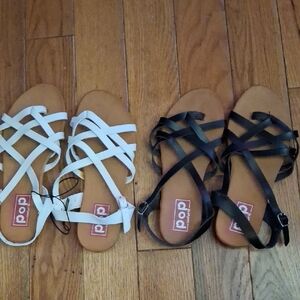 Pop Dual-Tone Strappy Sandals
